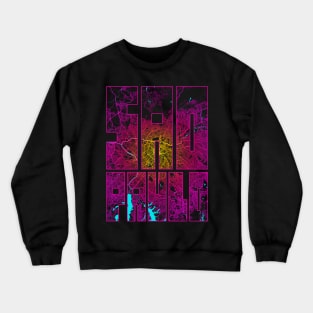 Sao Paulo, Brazil City Map Typography - Neon Crewneck Sweatshirt